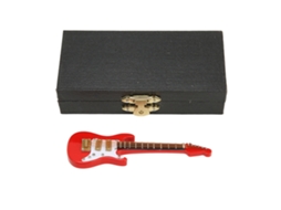 Modelo Miniatura Guitarra Eléctrica Vermelha Branca com Caixa