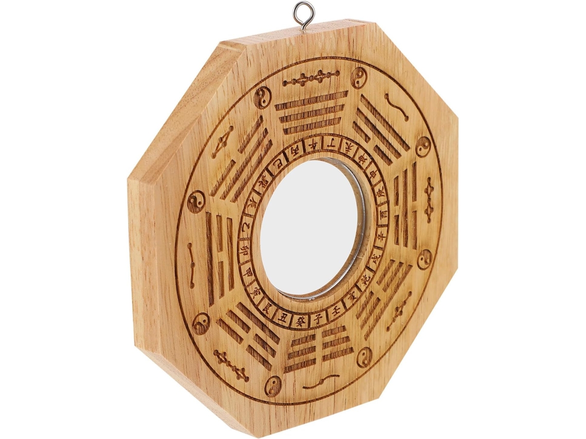 Espelho Bagua Fácil Manutenção Madeira Marrom Ideal Guardar Amuletos Sorte Decorar Feng Shui Sua Casa GOKOCO