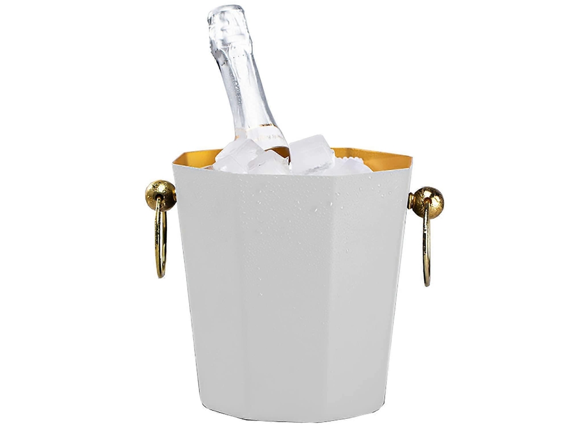 Balde De Gelo Em Aço Inoxidável Com Pinça Para Vinho E Champanhe, Alça Dupla, Presente Elegante.