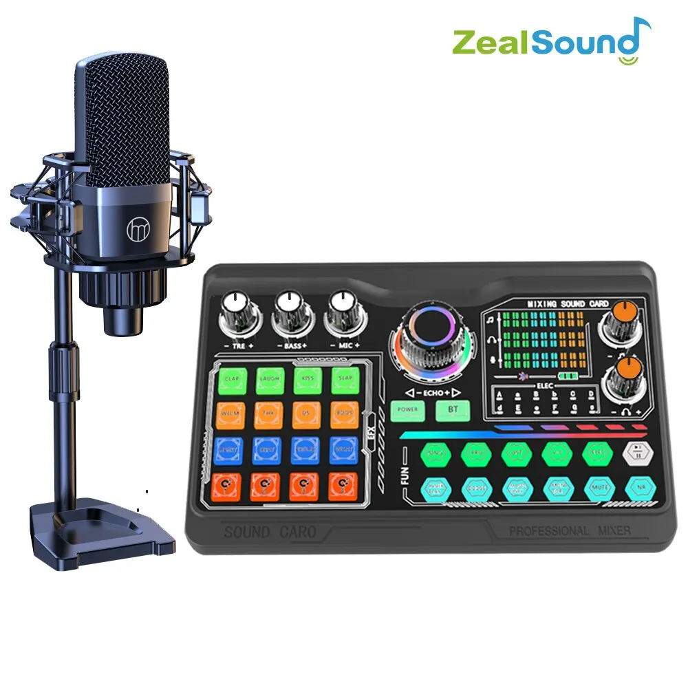 Kit Profissional de Microfone e Placa de Som para Podcast, Adequado para Pc, Smartphones, Gravação de Vlogs e Transmissões Ao Vivo. MDUG