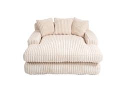 Pufe para quarto, almofada grossa, tecido chenille, pés de aço, bege BAGOLY SHOP