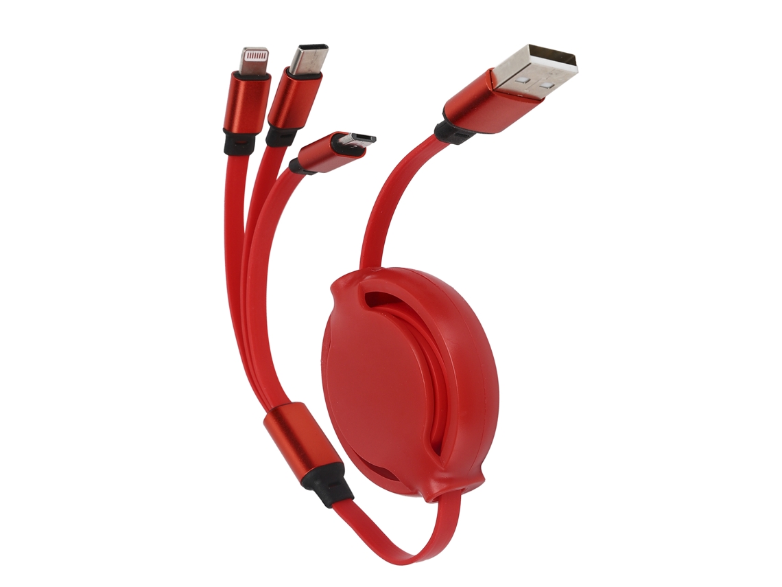 Aetheria cabo de Carregador 3 em 1 Retrátil 3a com Conector Typec/ios/android (vermelho Chinês)