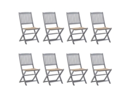 Cadeiras De Exterior Dobráveis 8pcs C/ Almofadões Acácia Maciça Dkd Home Decor