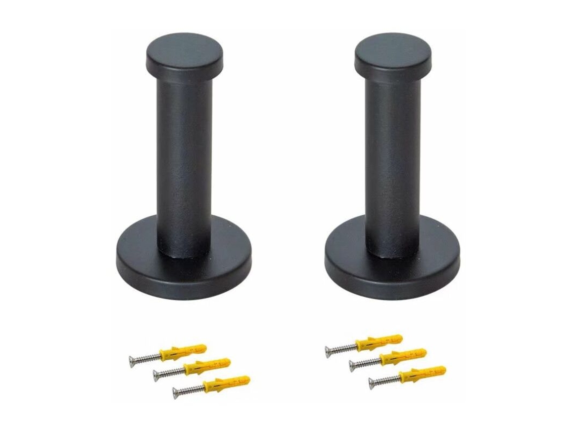 2 Ganchos De Parede Redondos Pretos De 50 Mm, Ganchos Ocultos Para Roupas, Adequados Para Instalação Em Cozinhas, Casas De Banho