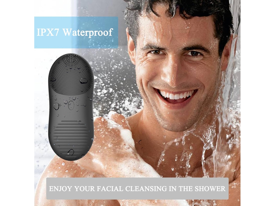 Escova de limpeza facial sônica 2 em 1, esfoliante facial de silicone e massageador para homens, mulheres e adolescentes, azul