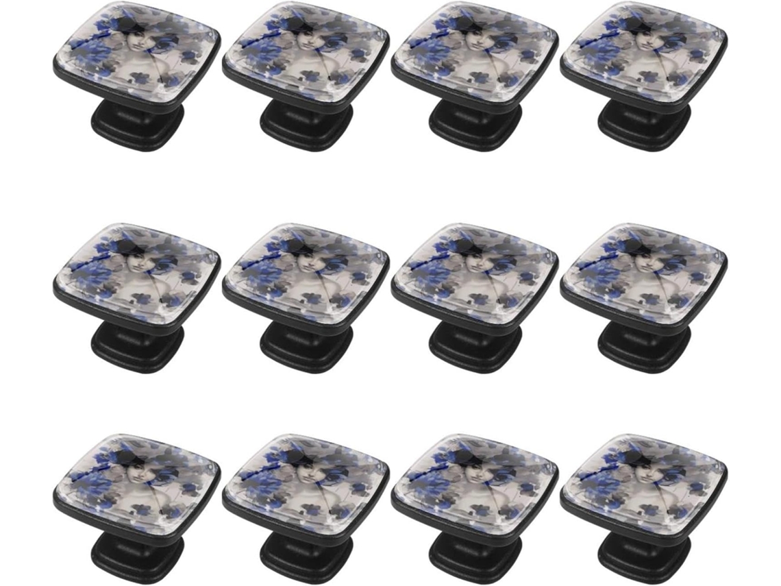 Puxadores Quadrados Para Armários De Cozinha, Puxadores Para Armários E Gavetas, 12 Peças, Camuflagem Abstrata De Algas