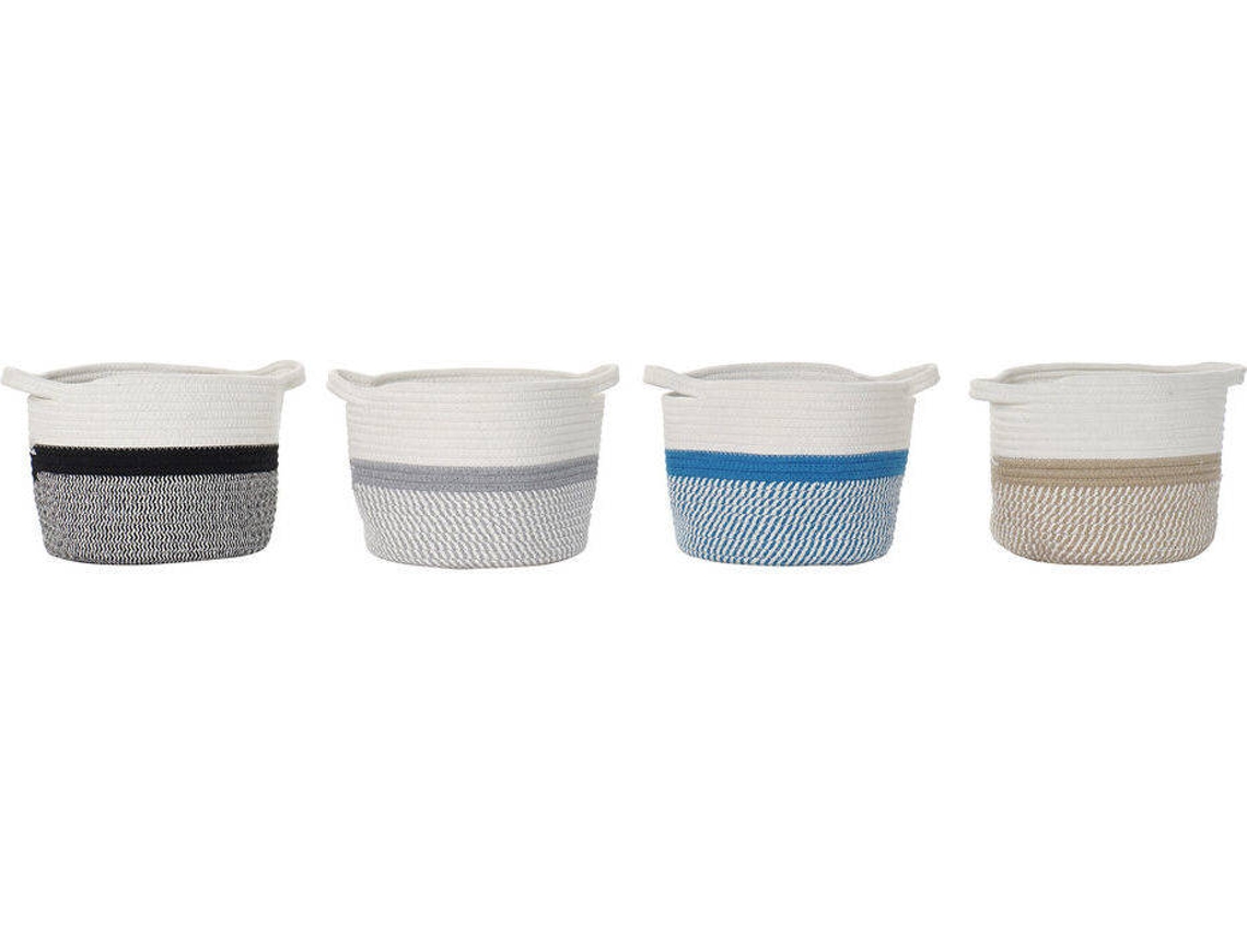Cesto DKD HOME DECOR (Cinzento - Algodão - 25x25x20 cm - 4 Un)