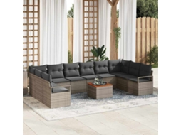 Vidaxl Conjunto De Sofá De Jardim 11 Pcs Cinzeto Vime Pe
