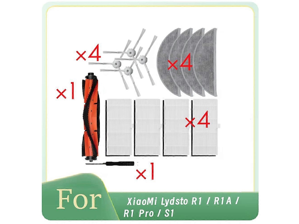 Conjunto De 14 Peças Para Aspirador Robô Xiaomi Lydsto R1 / R1a / R1 Pro / S1: Escova Lateral, Filtro Hepa, Pano De Limpeza E Saco Para Pó.