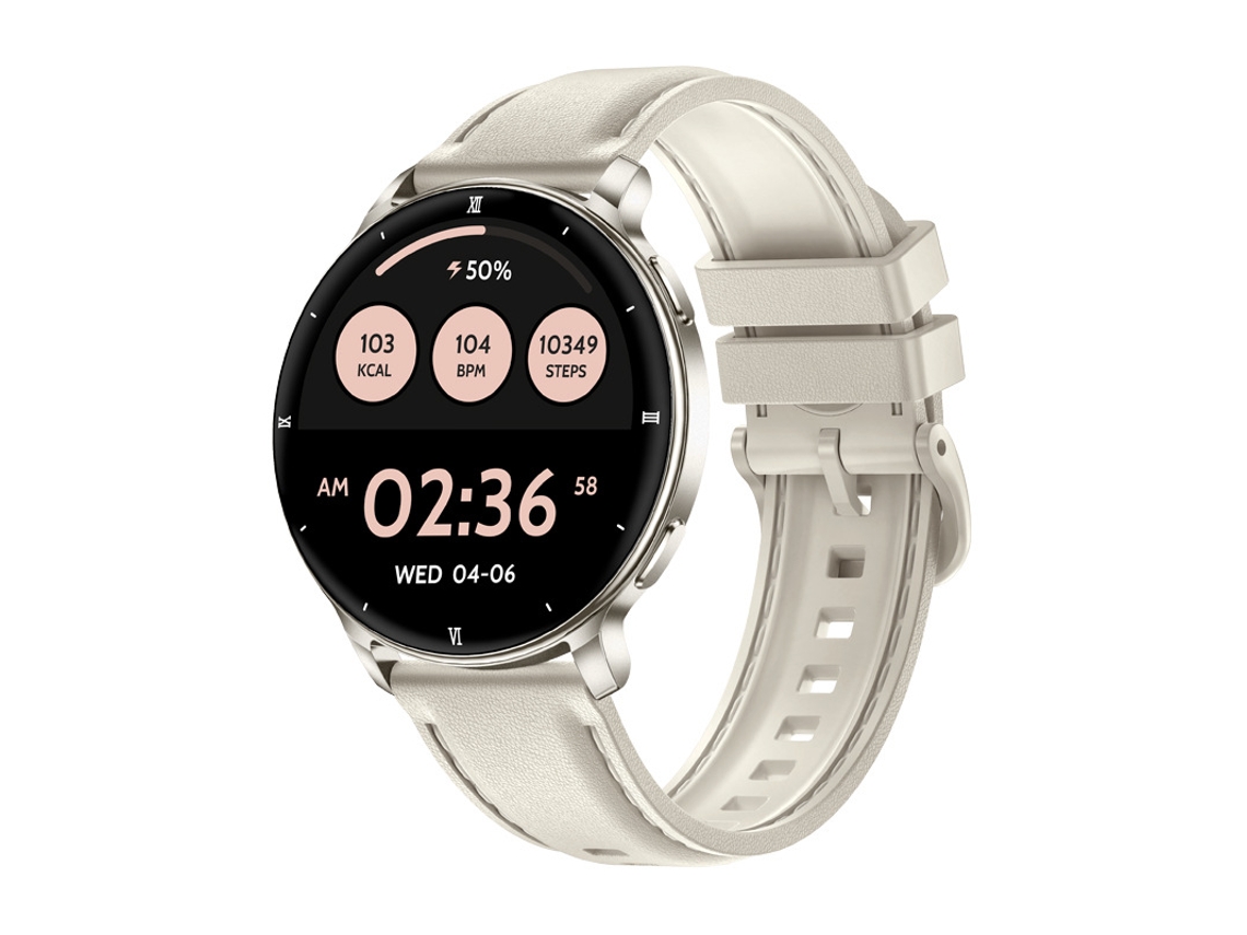 (branco) Smartwatch Com Tela Redonda, Chamadas Bluetooth, Monitoramento De Frequência Cardíaca E Sono.