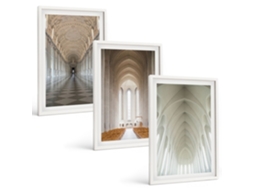 Quadros Decorativos Para Parede Interiores De Edifícios Históricos Moldura Branca Quadros Para A Sala De Estar Espelharte (3 Piezas De 40x60 Cm)