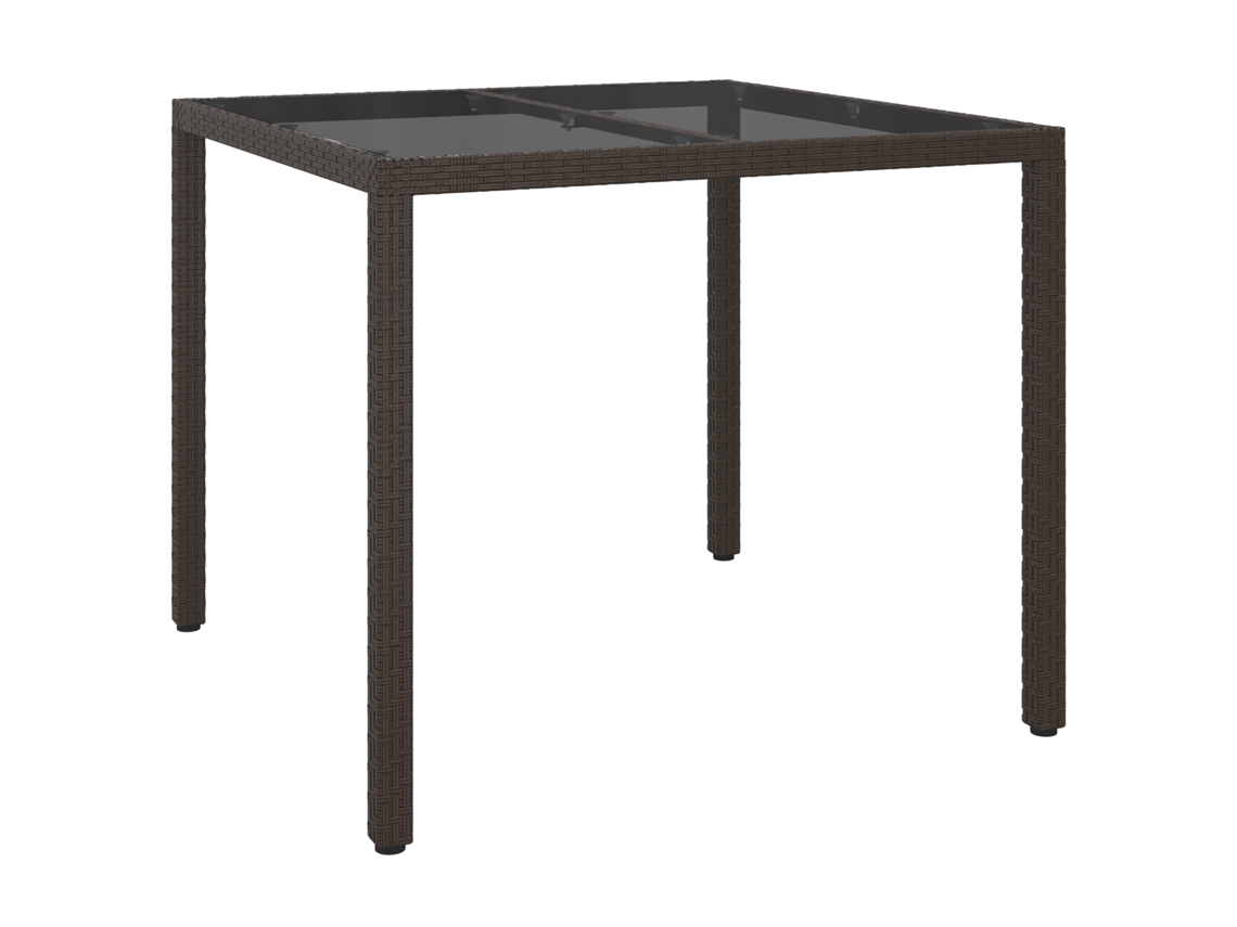 Conjunto 1 Mesas De Jardim Vidaxl Castanho Vime Pe (90 X 90 X 75 Cm)