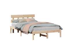 Vidaxl Estrutura Da Cama Castanho 120 X 190 Cm Madeira De Pinho Maciça