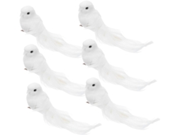 6 Pombas em Miniatura como Figuras Artificiais para Arranjos Florais e Coroas de Casamento. Decorações de Pombas CHABERLU
