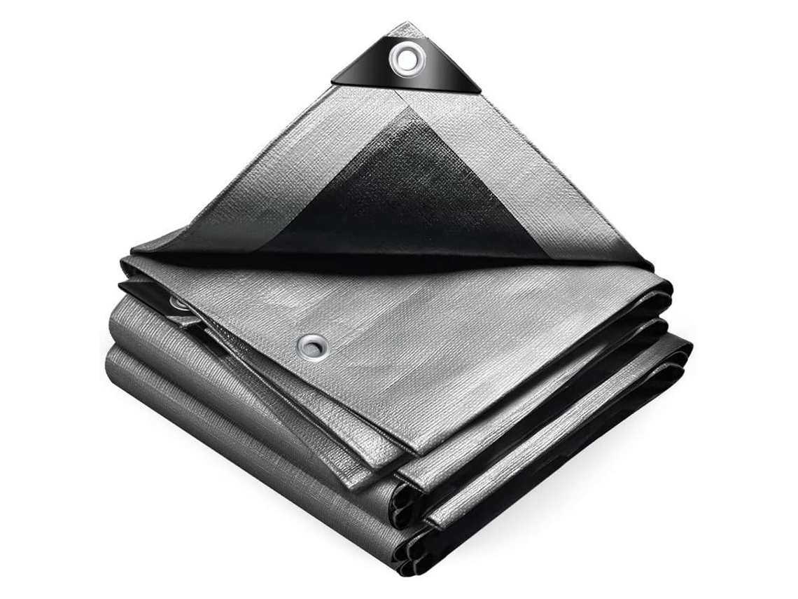 Lona de Proteção Resistente e Impermeável, 3x4m, cinza e preta | S/MARCA