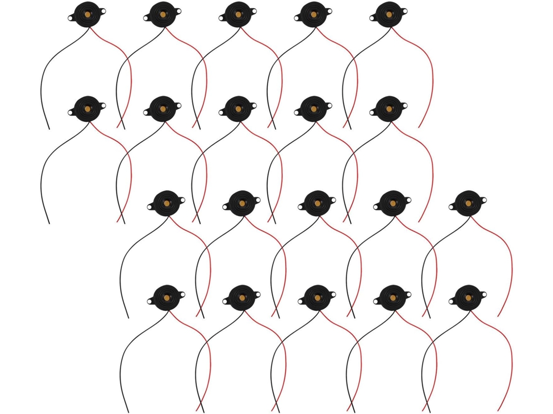 20 Peças De Alarme Eletrônico Piezoelétrico De Plástico Preto Para