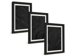 Composição De Quadros Mármore Escuro, Texturas Elegantes Espelharte (3 Peças 20x30 Cm)