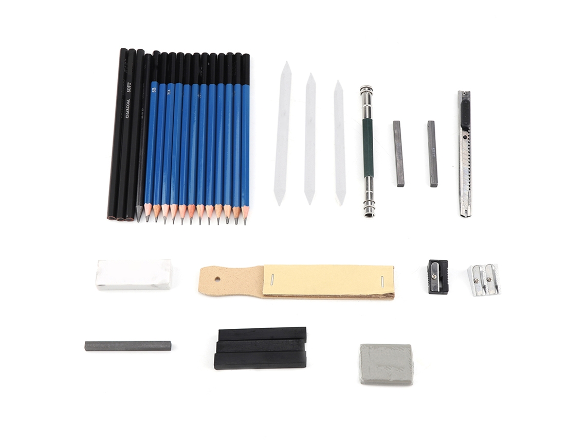 Kit profissional de lápis de desenho 32pcs com bolsa de transporte para esboço e arte | S/MARCA