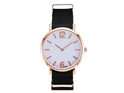 Reloj De Pulsera De Cuarzo Con Correa De Nailon Simple Zhoulianfa Oro Negro Para Mujer Y Hombre