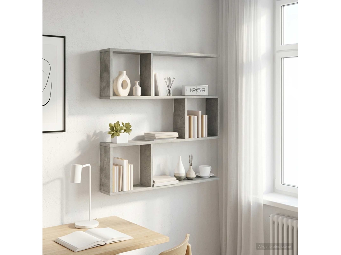 Vidaxl Prateleira De Parede Cinzento Cimento 80 X 12 X 79,5 Cm