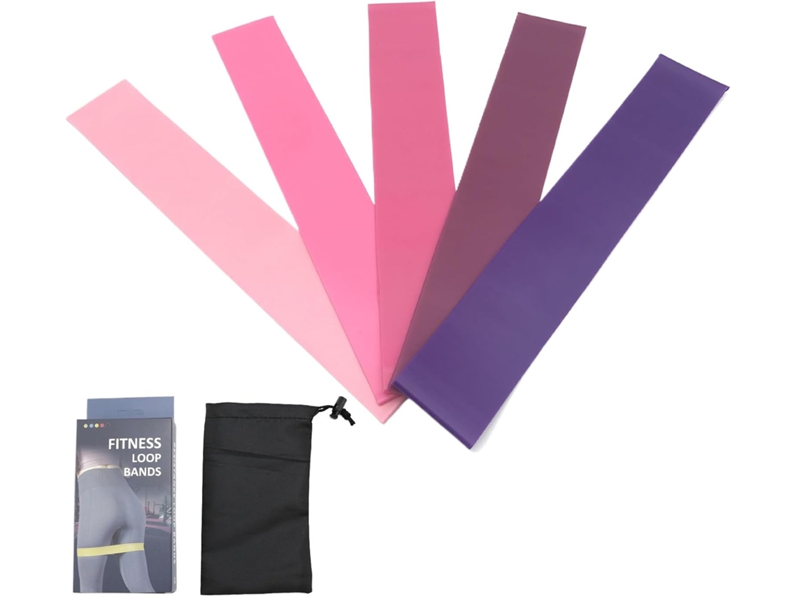 Conjunto De 5-faixas Elásticas Resistência Para Yoga E Agachamentos | Exercícios Em Casa, Academia, Pilates