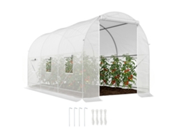 Estufa Túnel 3,5x2x2m 6 Janelas Porta Enrolar Uv Branca