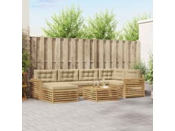 Vidaxl Conjunto De Sofás Para Exterior 7 Unid. Branco E Bege
