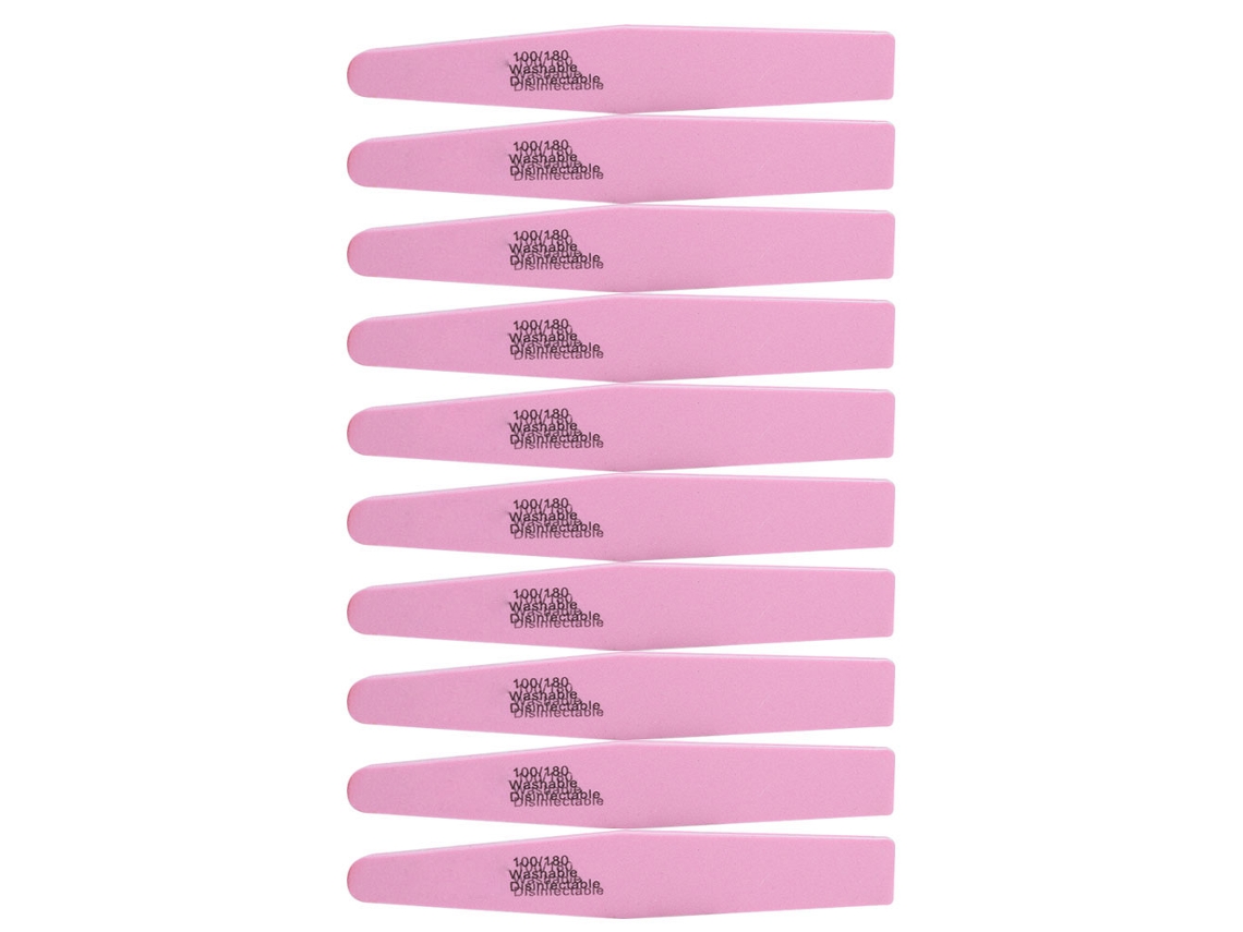 Rebe - Conjunto de 10 Lixas de Unha Dupla Face para Manicure - Rosa