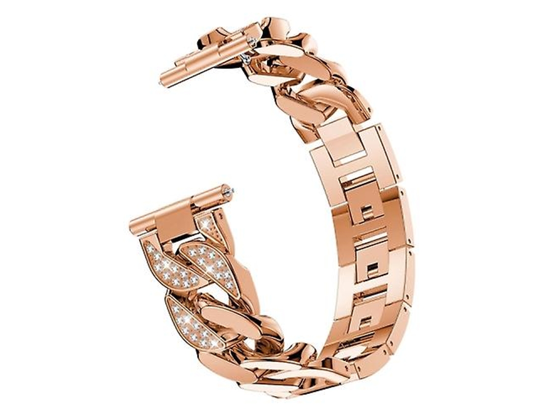 Bracelete de Smartwatch para Garmin Vivoactive 4 / Venu 2 22Mm Row Diamonds Denim Chain Watch Band Rose Gold VENISYMLIS