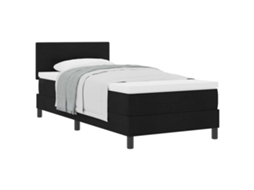 Cama Box com Colchão e Cabeceira 100x200 cm em Tecido Preto MAISON EXCLUSIVE