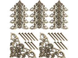 Aboofan 24 Peças Équerres Robuste Métal Ajouré Angle Vintage Para Meubles Com Clous Protection Caixa
