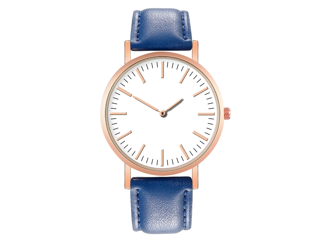 Reloj De Pulsera Para Mujer De Moda Con Correa De Pu, Dial Redondo Y Cuarzo (azul)