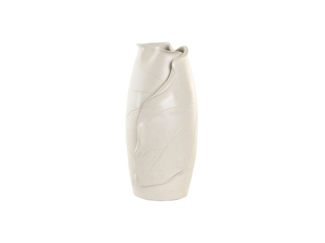 Vaso Home Esprit Branco Cerâmica Estilo Artesanal Moderno Folha De Planta 21 X 21 X 40 Cm