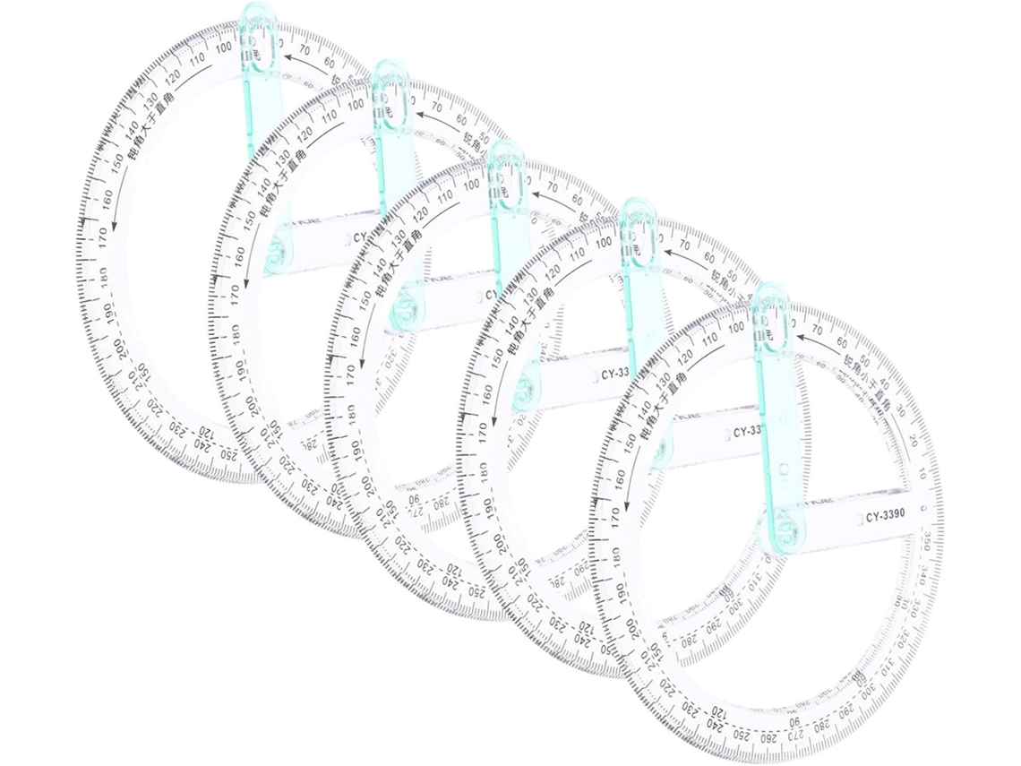Conjunto De 5 Transferidores Circulares Para Medição, Régua De