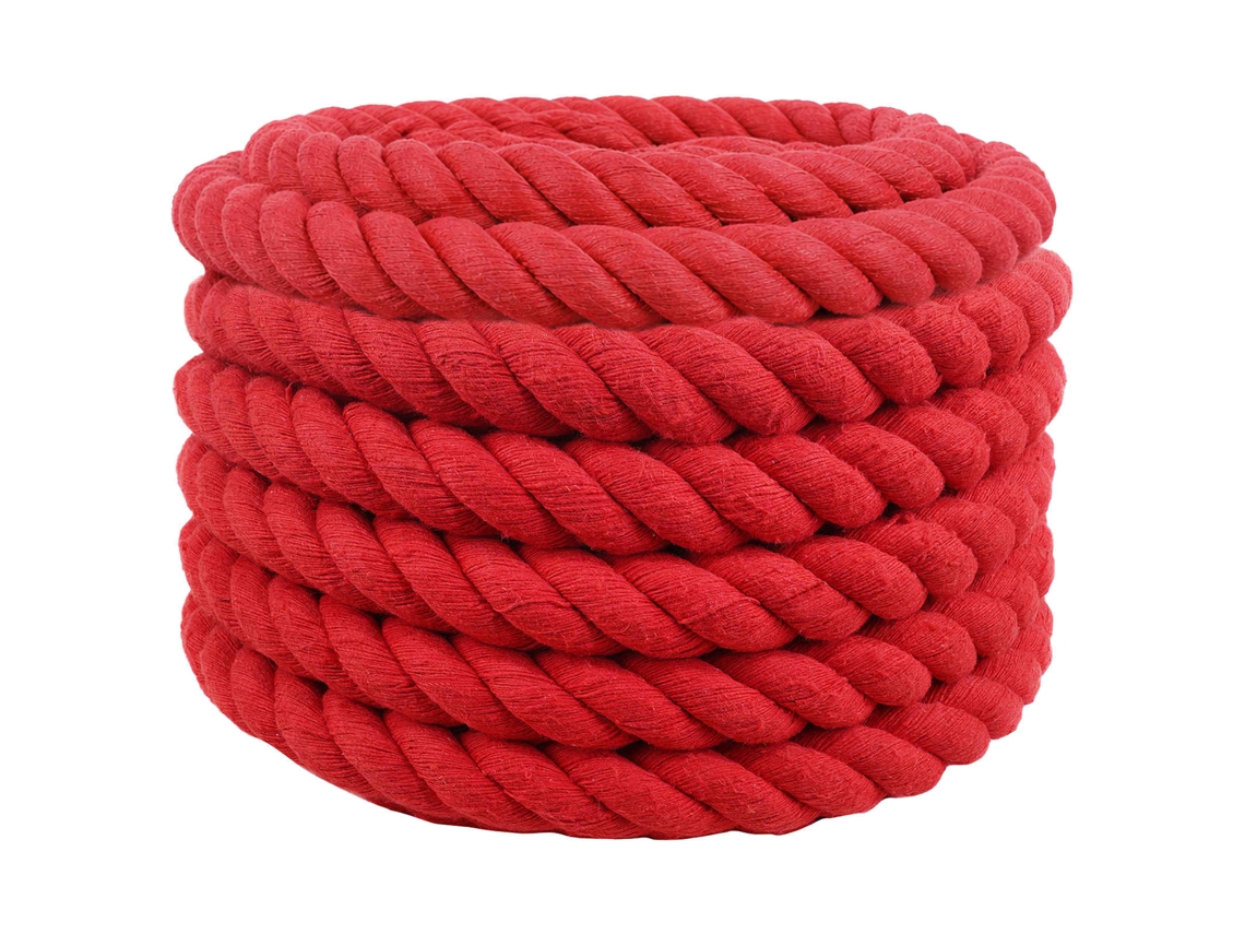 Vidaxl Corda De Algodão 60 Mm 10 M Vermelho 100% Algodão