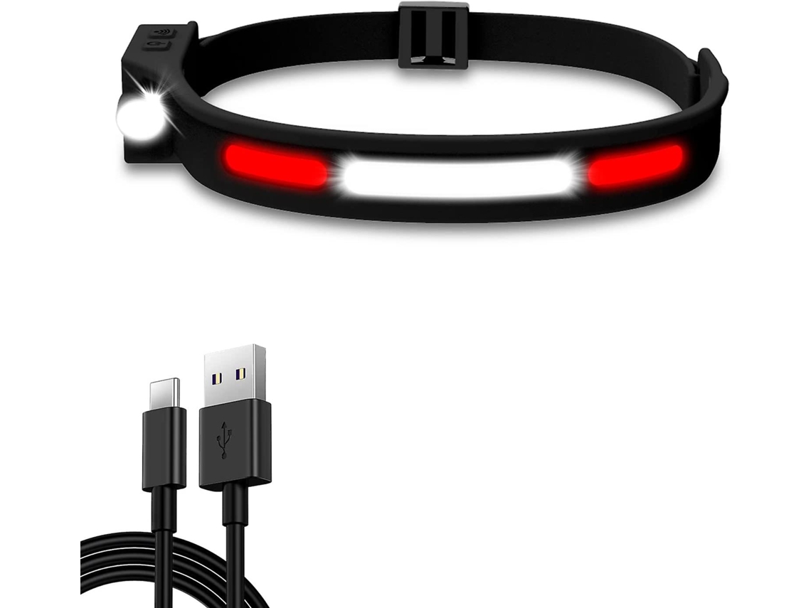 Lanterna Frontal Recarregável Impermeável 350 Lúmenes 5 Modos Led Para Correr Camping Ciclismo Pesca Crianças