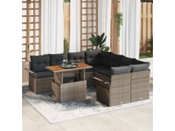 Vidaxl Conjunto De Sofá De Jardim Com Almofada Manual Cinzeto