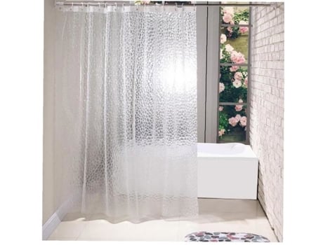 Cortina de Chuveiro Transparente Banheiro Cortinas Banheira Forro Impermeável com 12 Ganchos Branco 180X180Cm DIERCOSY