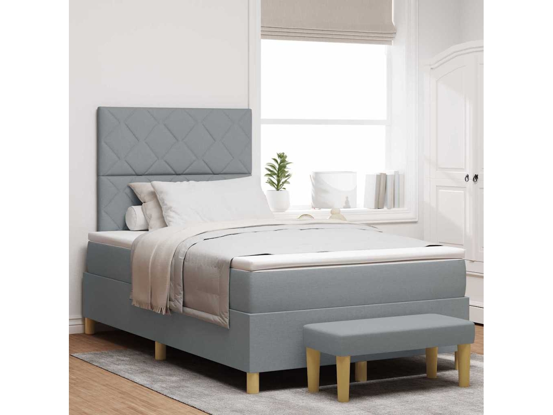 Vidaxl Cama Box Com Almofada Cinzento-claro 200 X 120 Cm Tecido