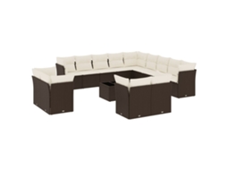 Conjunto de 14 Sofás P/ Jardim C/ Almofadões Vime Pe Castanho MAISON EXCLUSIVE (14 pcs)