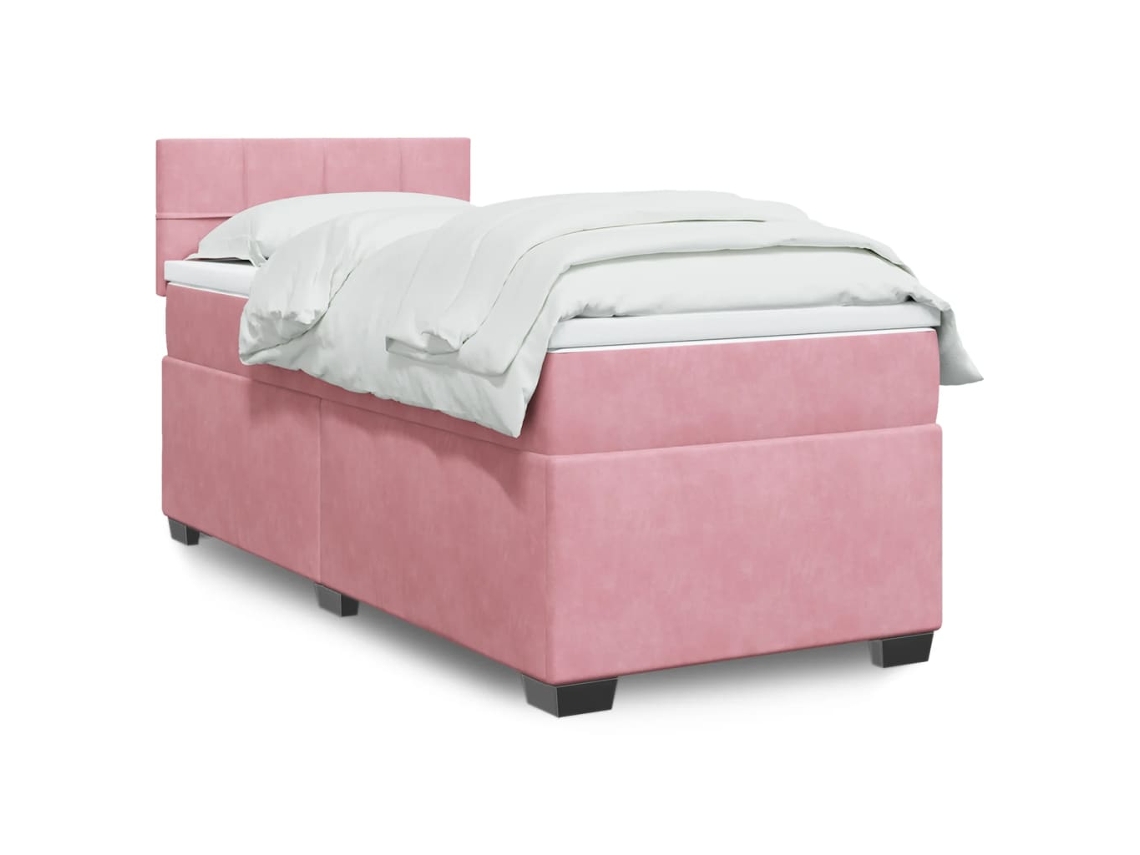 Vidaxl Cama Com Molas/colchão 80x200 Cm Veludo Rosa