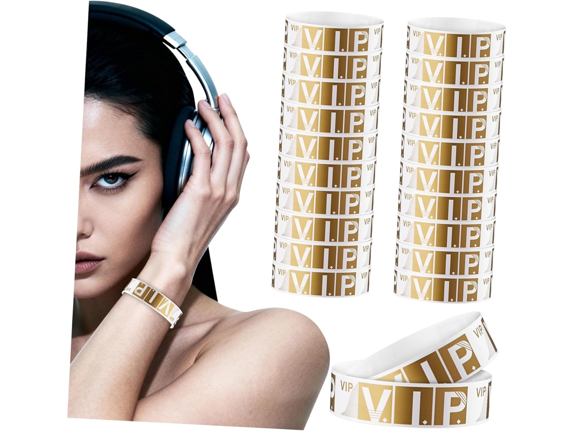 Pulseiras Vip Holibanna 100 À Prova D Água Para Eventos E Shows, Pulseiras De Papel Sintético Dourado, Tamanho Ajustável