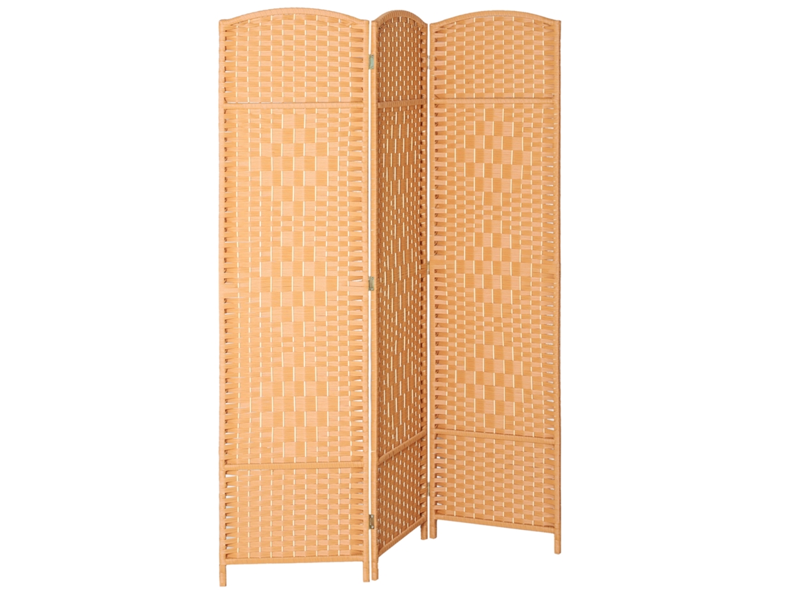 Divisória de Ambiente Dobrável de Madeira com 3 Painéis para Sala de Estar Ou Quarto, 135 X 180 Cm, Marrom Claro CHEZMOI