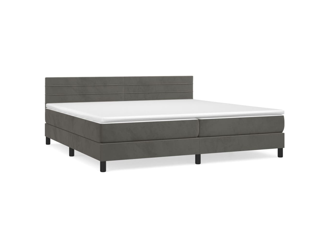 Cama com Molas e Colchão Veludo Cinzento Escuro MAISON EXCLUSIVE (200x200 cm)