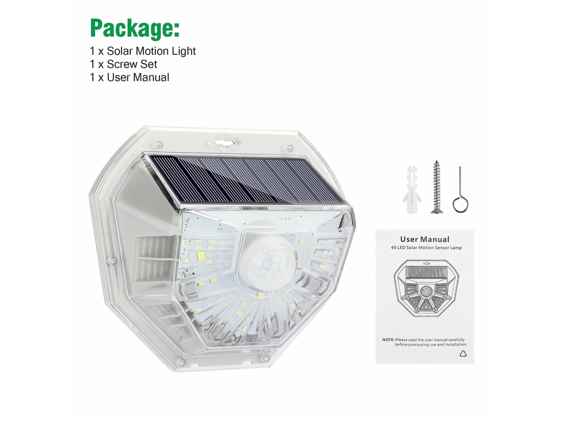 Luminária de parede LED com sensor de movimento PIR ajustável e movida a energia solar Slowmoose para ambientes externos