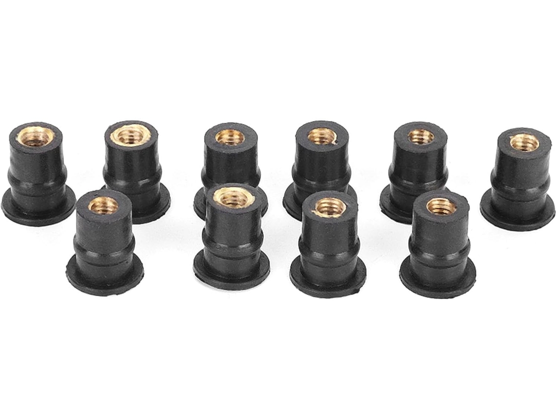 Conjunto De 10 Porcas Borracha M5 Genéricas Com Insertos Latão,