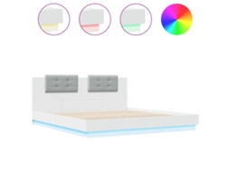 Estrutura de Cama com Cabeceira e Luzes Led MAISON EXCLUSIVE Branco (200x200 cm)