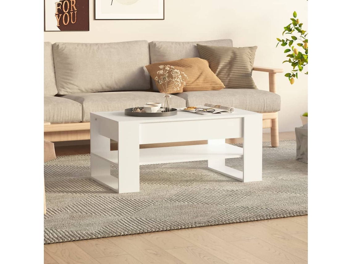Vidaxl Mesa De Centro 102x55x45 Cm Madeira Processada Branco