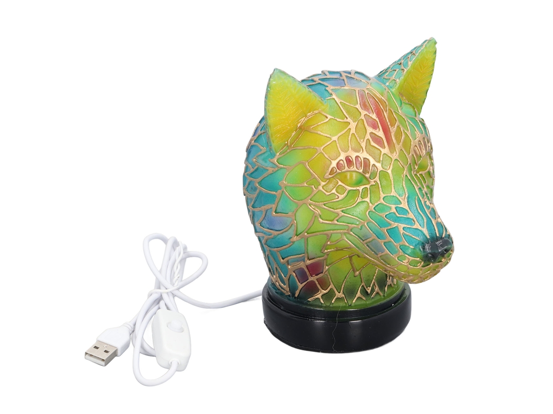 Lâmpada de Mesa Animal Lobo em Resina Usb 5v | S/MARCA
