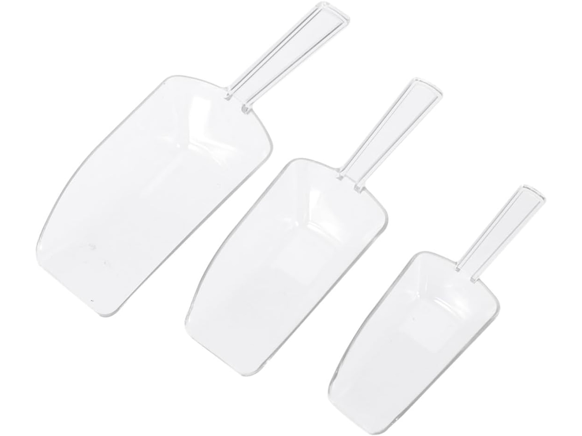 Conjunto De 3 Colheres Gelo Plástico Transparente Medir